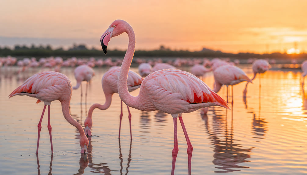 Top 15 Types Of Wild Birds (With Pictures) 10 Group of pink flamingos standing in shallow water