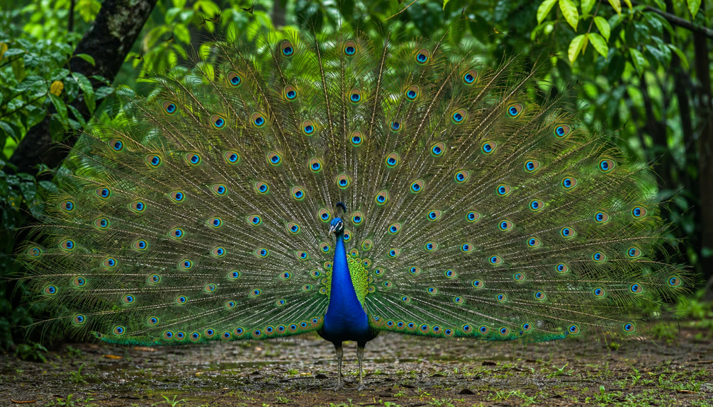 Top 15 Types Of Wild Birds (With Pictures) 2 Indian peacock displaying iridescent tail feathers